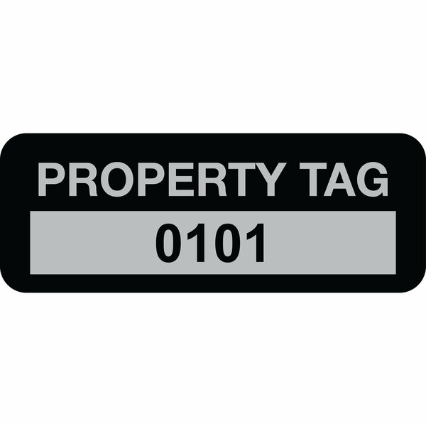 Lustre-Cal Property ID Label PROPERTY TAG5 Alum Black 2in x 0.75in  Serialized 0101-0200, 100PK 253740Ma1K0101
